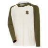 Seattle Kraken Antigua Intrepid Sand Raglan Long Sleeve Hoodie T-Shirt - - Front View