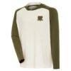 Anaheim Ducks Antigua Intrepid Sand Raglan Long Sleeve Hoodie T-Shirt - - Front View