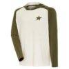 Dallas Stars Antigua Intrepid Sand Raglan Long Sleeve Hoodie T-Shirt - - Front View