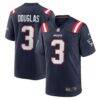 Demario Douglas New England Patriots Nike Game Jersey - Navy - Front View