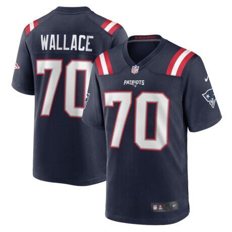 Caedan Wallace New England Patriots Nike Game Jersey - Navy - Front View