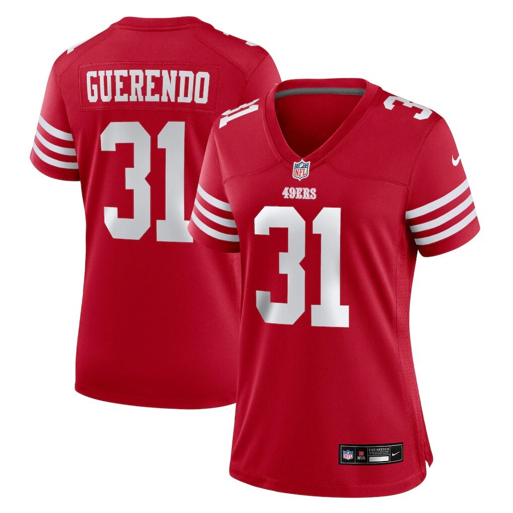 Isaac Guerendo San Francisco 49ers Nike Women's Team Game Jersey -  Scarlet