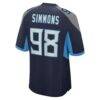 Jeffery Simmons Tennessee Titans Nike Game Jersey - Navy - Detail View