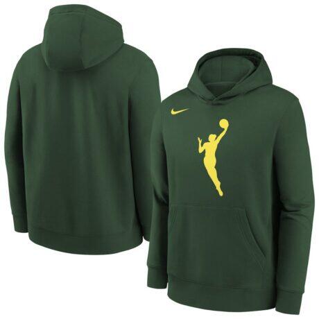 WNBA Logo Nike Youth Essential Team Pullover Hoodie - Hunter Green - Front View