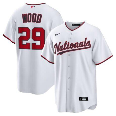 James Wood Washington Nationals Nike Home Replica Jersey - White - Front View