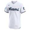 Miami Marlins Nike Home Elite Jersey - White - Alt1