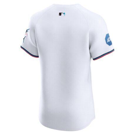 Miami Marlins Nike Home Elite Jersey - White - Alt2