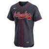 Atlanta Braves Nike Alternate Elite Jersey - Navy - Back View