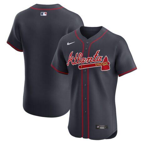 Atlanta Braves Nike Alternate Elite Jersey - Navy - Front View