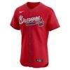Ronald Acuña Jr. Atlanta Braves Nike Alternate 2 Elite Jersey - Red - Back View