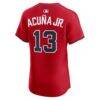 Ronald Acuña Jr. Atlanta Braves Nike Alternate 2 Elite Jersey - Red - Side View