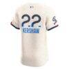 Clayton Kershaw Los Angeles Dodgers Nike City Connect Elite Jersey - Cream - Detail View