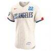 Clayton Kershaw Los Angeles Dodgers Nike City Connect Elite Jersey - Cream - Side View