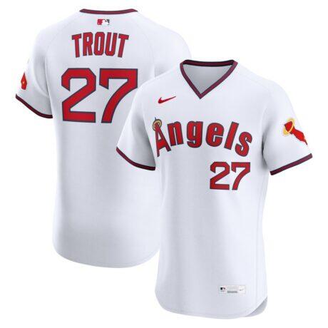 Mike Trout Los Angeles Angels Nike Alternate 2 Elite Jersey - White - Front View