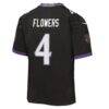 Zay Flowers Baltimore Ravens Nike Youth Alternate Game Jersey - Black - Detail View