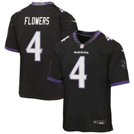 Zay Flowers Baltimore Ravens Nike Youth Alternate Game Jersey - Black - Front View