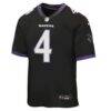 Zay Flowers Baltimore Ravens Nike Youth Alternate Game Jersey - Black - Side View