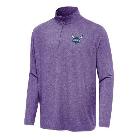 Charlotte Hornets Antigua Hunk Quarter-Zip Top - Heather Purple