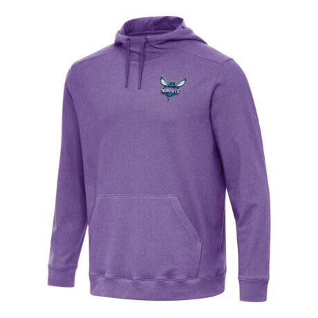 Charlotte Hornets Antigua Cloud Pullover Hoodie - Heather Purple - Front View