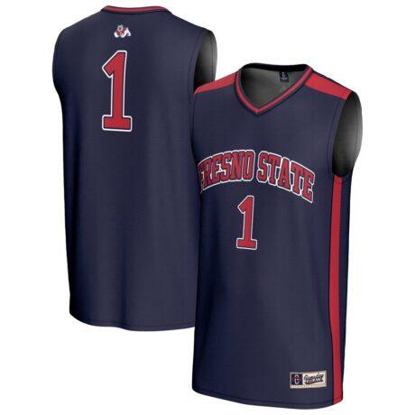#1 Fresno State Bulldogs GameDay Greats Unisex Lightweight Basketball Fashion Jersey - Navy - Front View