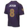 Lamar Jackson Baltimore Ravens Nike Youth Alternate 2 Game Jersey - Purple - Detail View