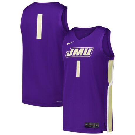 #1 James Madison Dukes Nike Replica Basketball Jersey - Purple - Front View