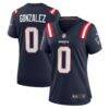 Christian Gonzalez New England Patriots Nike Women's Team Game Jersey - Navy - Front View