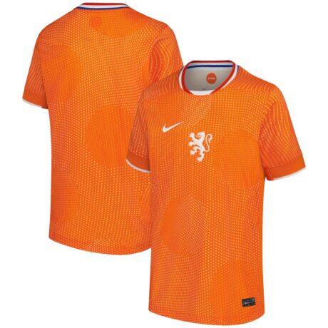 Netherlands Women's National Team Nike Youth 2025/26 Home Replica Jersey - Orange - Side View
