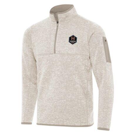 Houston Dash Antigua Fortune Quarter-Zip Jacket - Cream - Front View