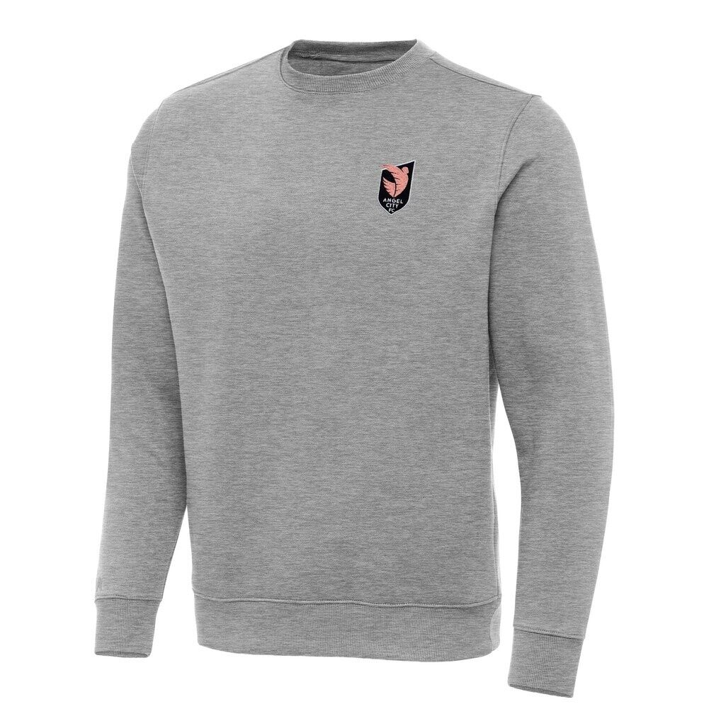 Angel City FC Antigua Victory Crew Neck Pullover Sweatshirt - Heather Gray