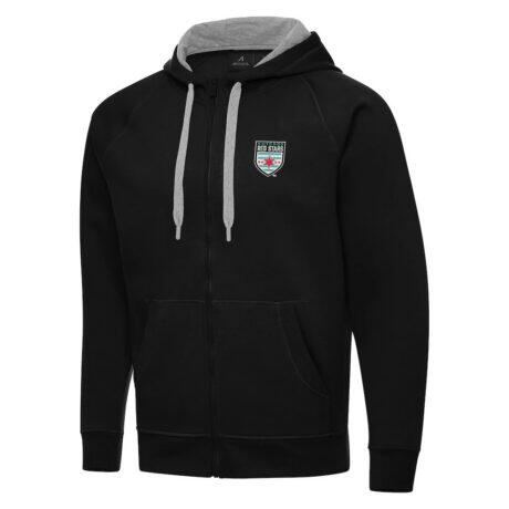 Chicago Red Stars Antigua Victory Full-Zip Hoodie - Black - Front View