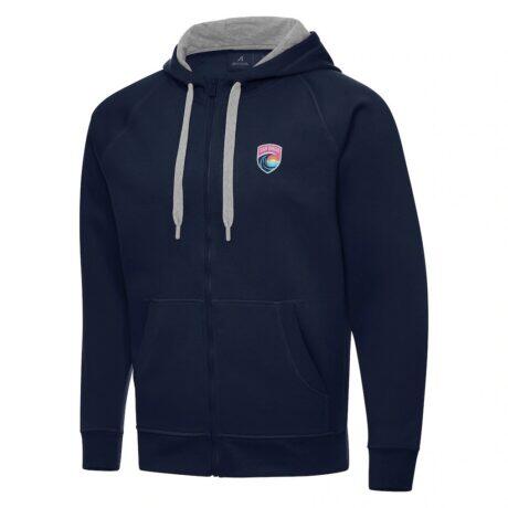 San Diego Wave FC Antigua Victory Full-Zip Hoodie - Navy - Front View