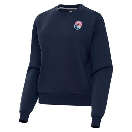 San Diego Wave FC Antigua Women's Victory Pullover Sweatshirt - Navy - Front View