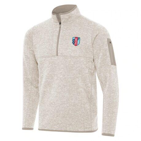 Kansas City Current Antigua Fortune Quarter-Zip Pullover Jacket - Cream - Front View