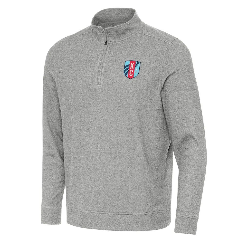 Kansas City Current Antigua Subtle Quarter-Zip Sweatshirt - Heather Gray