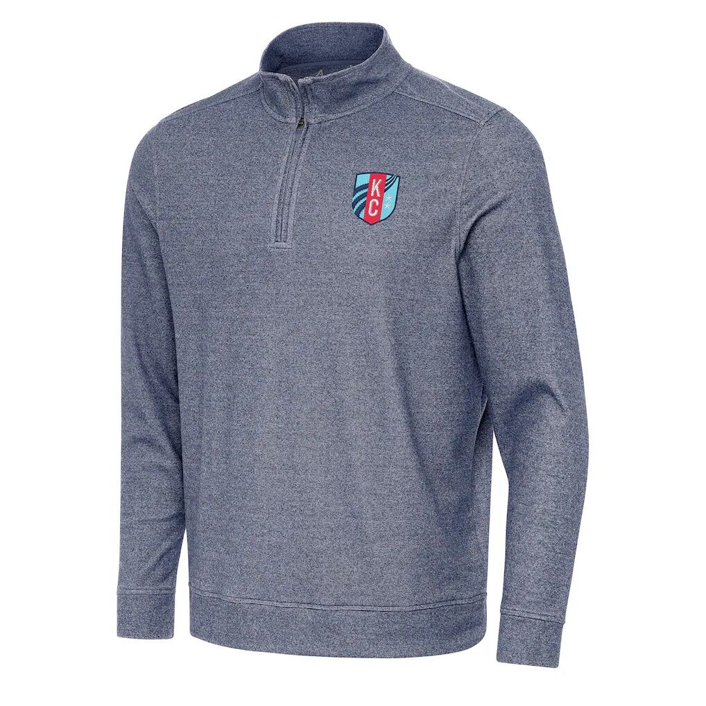 Kansas City Current Antigua Subtle Quarter-Zip Sweatshirt - Heather Navy