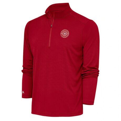 Portland Thorns FC Antigua Tribute Quarter-Zip Pullover Top - Red - Front View