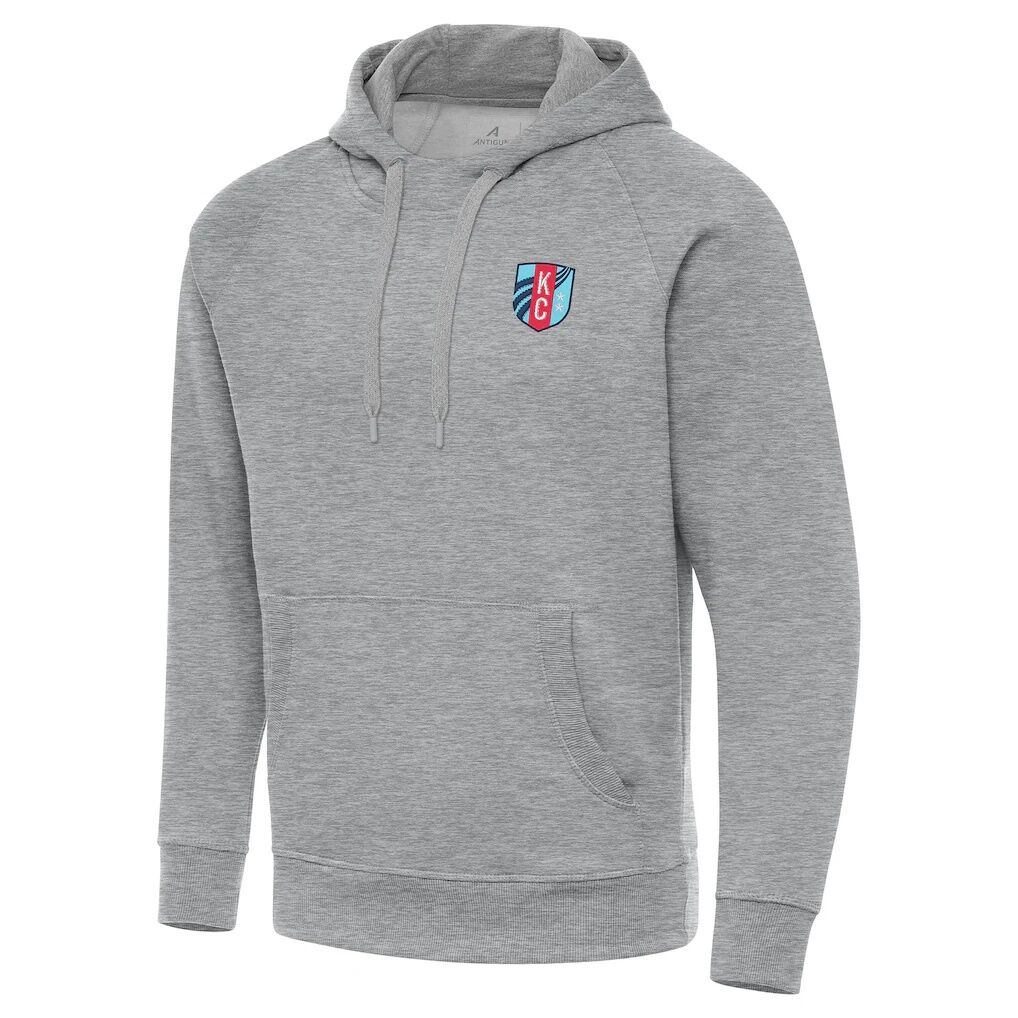 Kansas City Current Antigua Big & Tall Victory Raglan Pullover Hoodie - Heather Gray