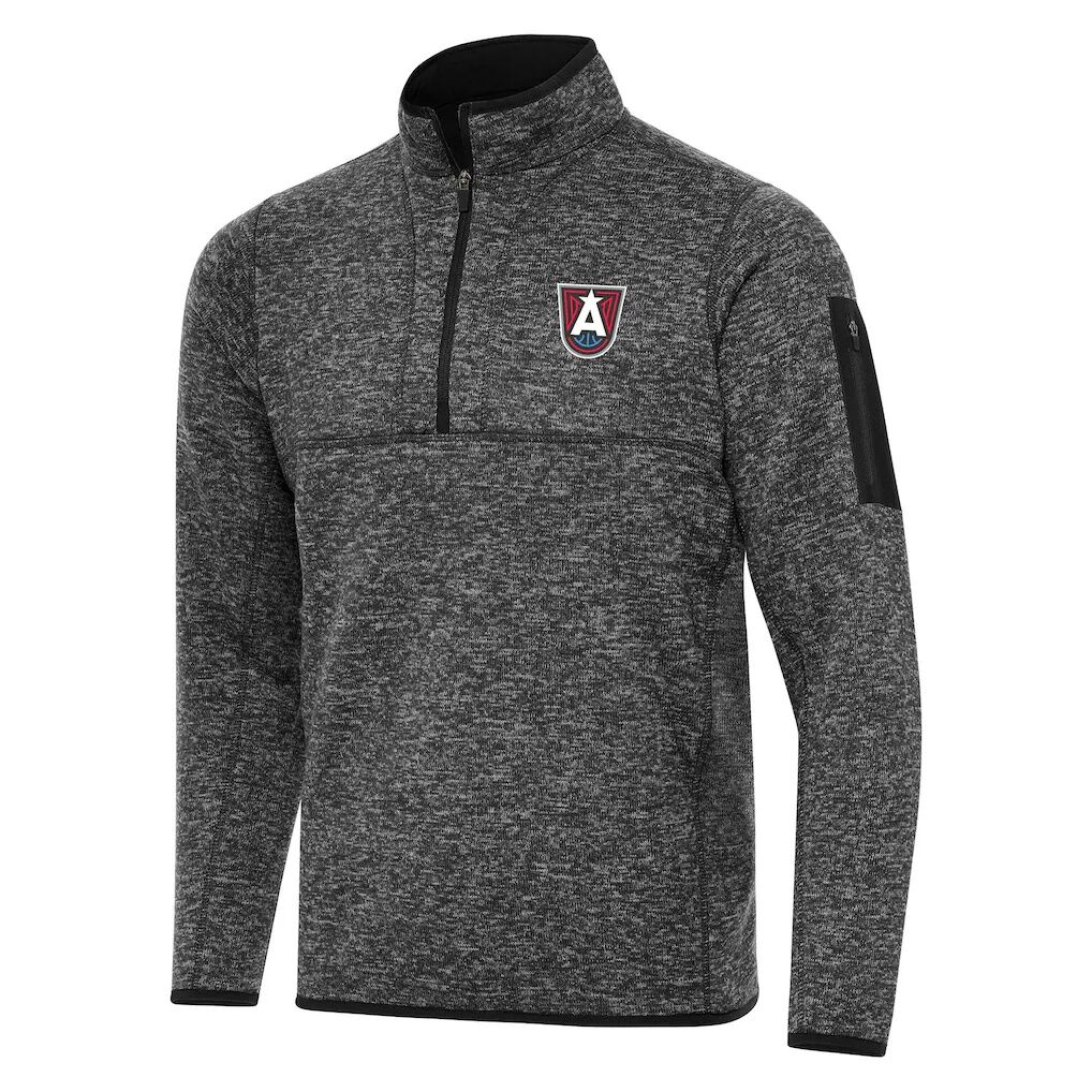 Atlanta Dream Antigua Fortune Quarter-Zip Pullover Jacket - Heather Black