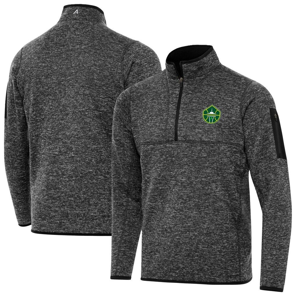 Seattle Storm Antigua Fortune Quarter-Zip Pullover Jacket - Heather Black