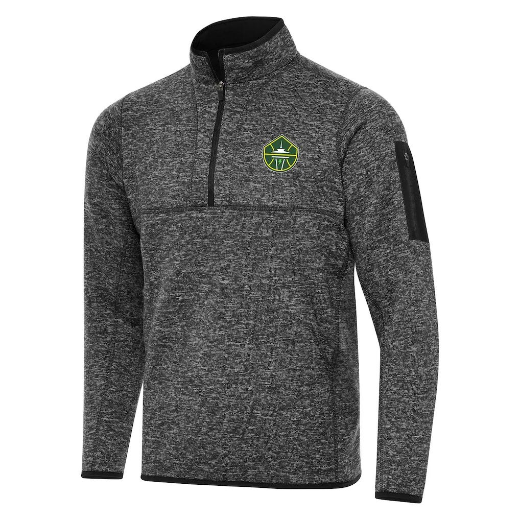Seattle Storm Antigua Fortune Quarter-Zip Pullover Jacket - Heather Black