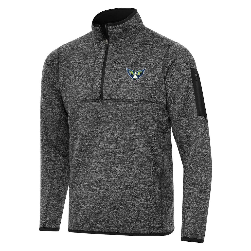Dallas Wings Antigua Fortune Quarter-Zip Pullover Jacket - Heather Black