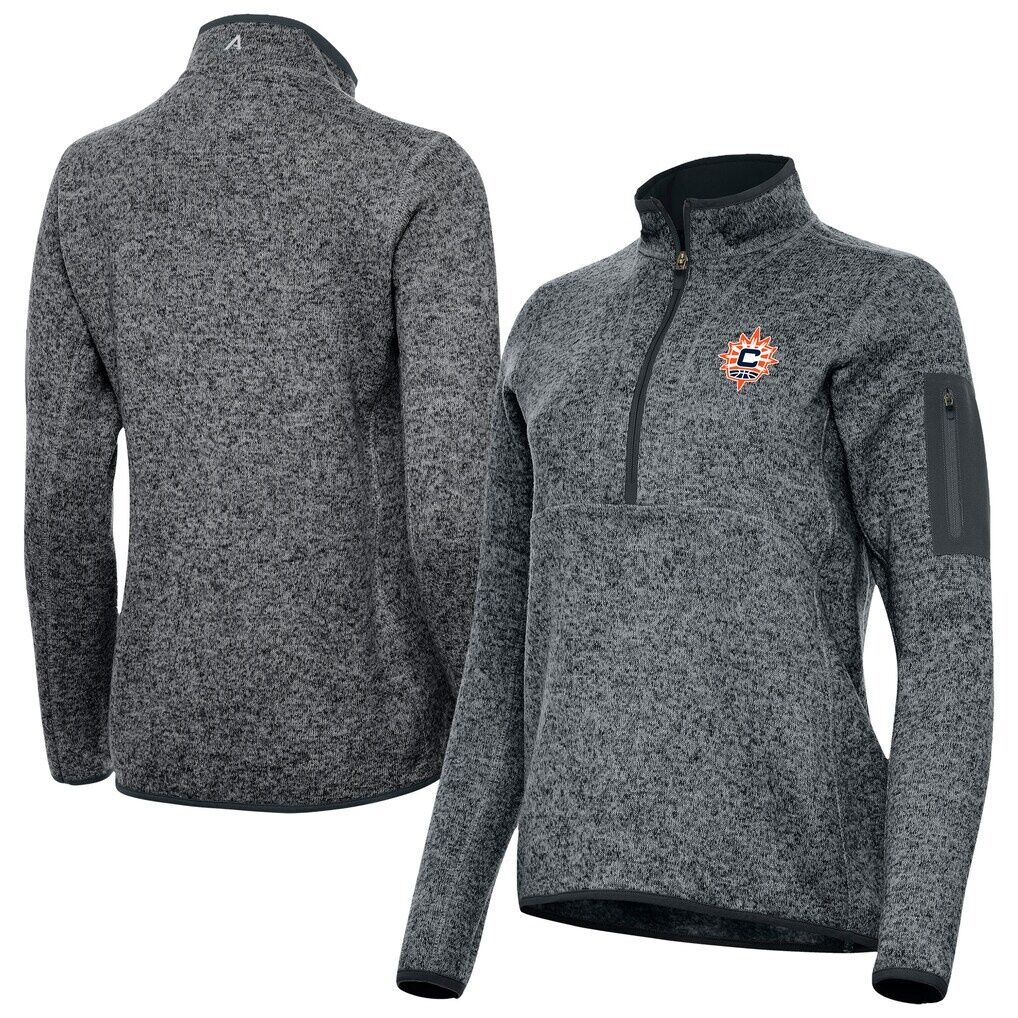 Connecticut Sun Antigua Women's Fortune Half-Zip Pullover Jacket - Heather Gray