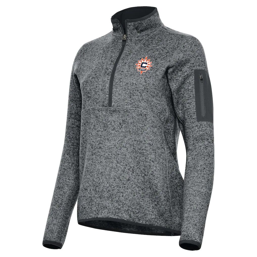 Connecticut Sun Antigua Women's Fortune Half-Zip Pullover Jacket - Heather Gray
