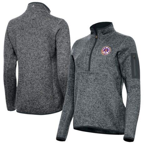 Los Angeles Sparks Antigua Women's Fortune Half-Zip Pullover Jacket - Heather Gray - Front View