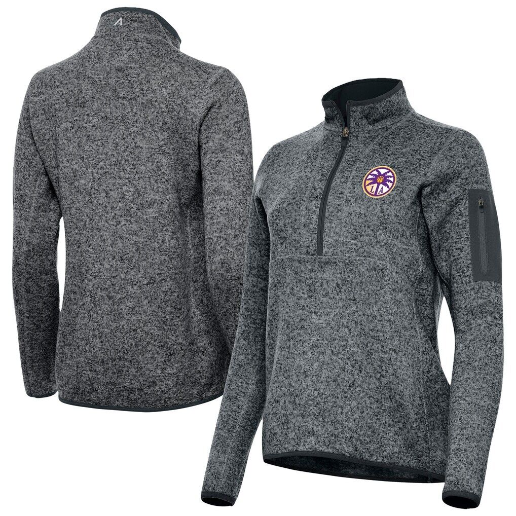 Los Angeles Sparks Antigua Women's Fortune Half-Zip Pullover Jacket - Heather Gray