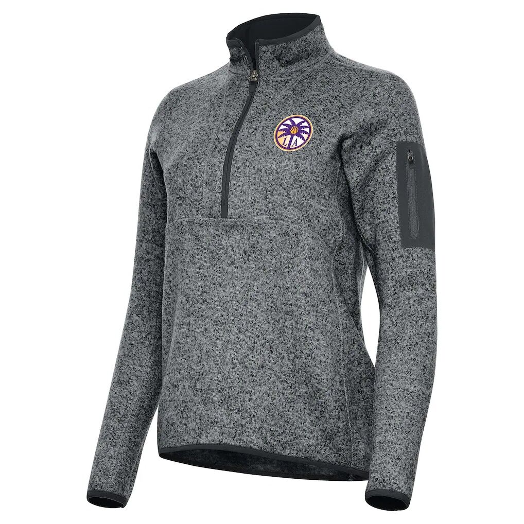 Los Angeles Sparks Antigua Women's Fortune Half-Zip Pullover Jacket - Heather Gray