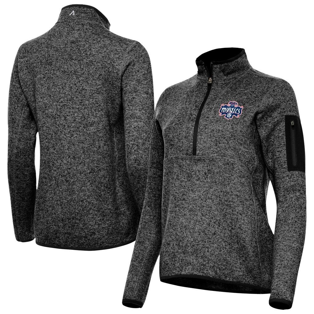Washington Mystics Antigua Women's Fortune Half-Zip Pullover Jacket - Heather Black