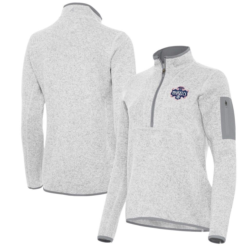 Washington Mystics Antigua Women's Fortune Half-Zip Pullover Jacket - Heather Gray