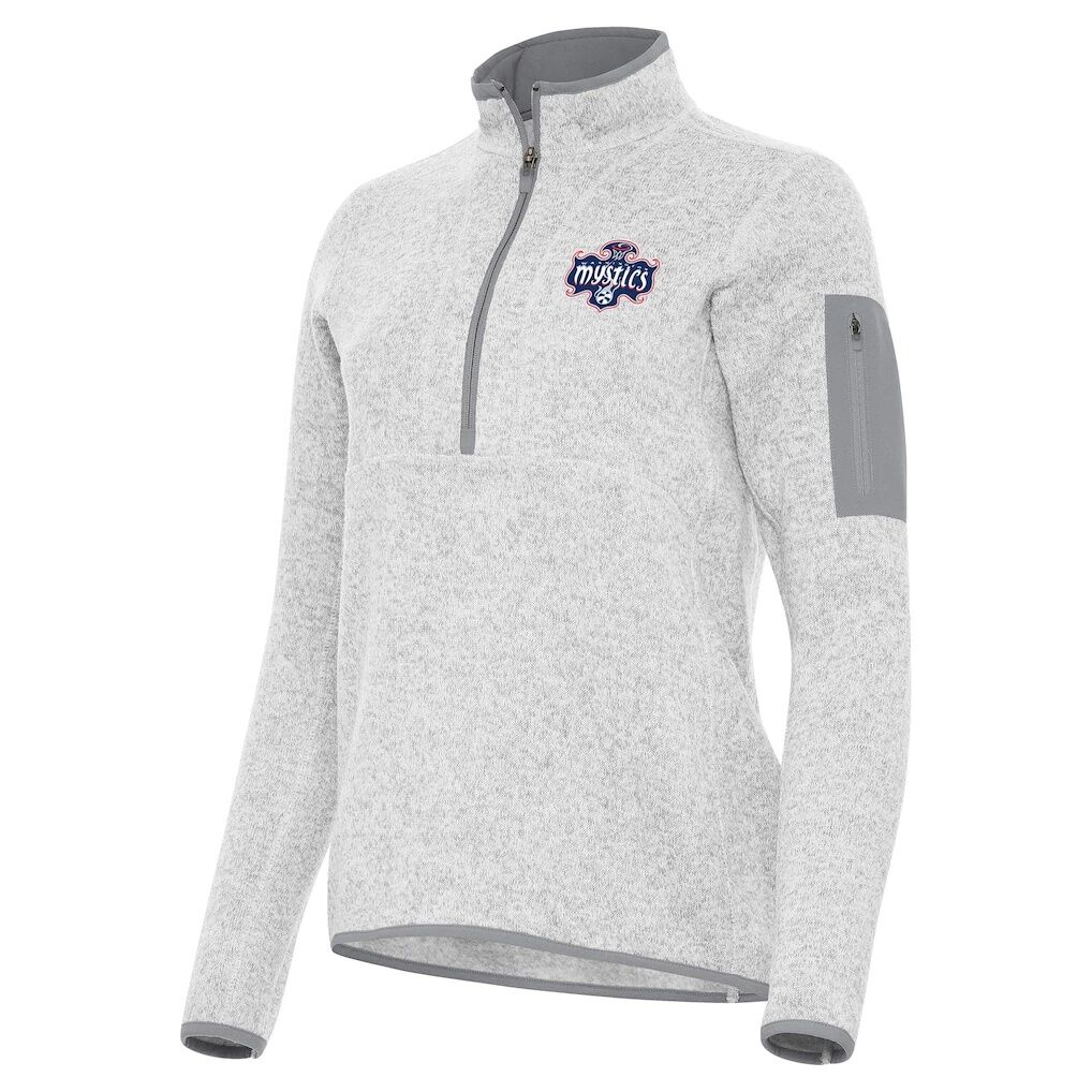 Washington Mystics Antigua Women's Fortune Half-Zip Pullover Jacket - Heather Gray